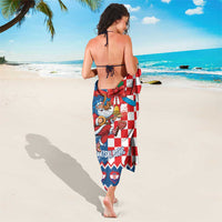 Funny Croatia Ugly Christmas Sarong Checkerboard Flag Santa Zagreb Design - Wonder Print Shop