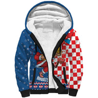 Funny Croatia Ugly Christmas Sherpa Hoodie Checkerboard Flag Santa Zagreb Design - Wonder Print Shop