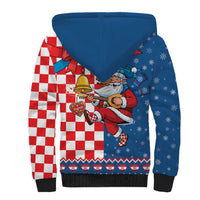 Funny Croatia Ugly Christmas Sherpa Hoodie Checkerboard Flag Santa Zagreb Design - Wonder Print Shop