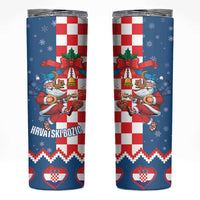 Funny Croatia Ugly Christmas Skinny Tumbler Checkerboard Flag Santa Zagreb Design - Wonder Print Shop