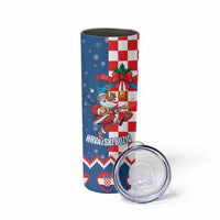 Funny Croatia Ugly Christmas Skinny Tumbler Checkerboard Flag Santa Zagreb Design - Wonder Print Shop