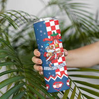 Funny Croatia Ugly Christmas Skinny Tumbler Checkerboard Flag Santa Zagreb Design - Wonder Print Shop