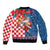Funny Croatia Ugly Christmas Sleeve Zip Bomber Jacket Checkerboard Flag Santa Zagreb Design - Wonder Print Shop
