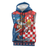 Funny Croatia Ugly Christmas Sleeveless Zip Hoodie Checkerboard Flag Santa Zagreb Design - Wonder Print Shop