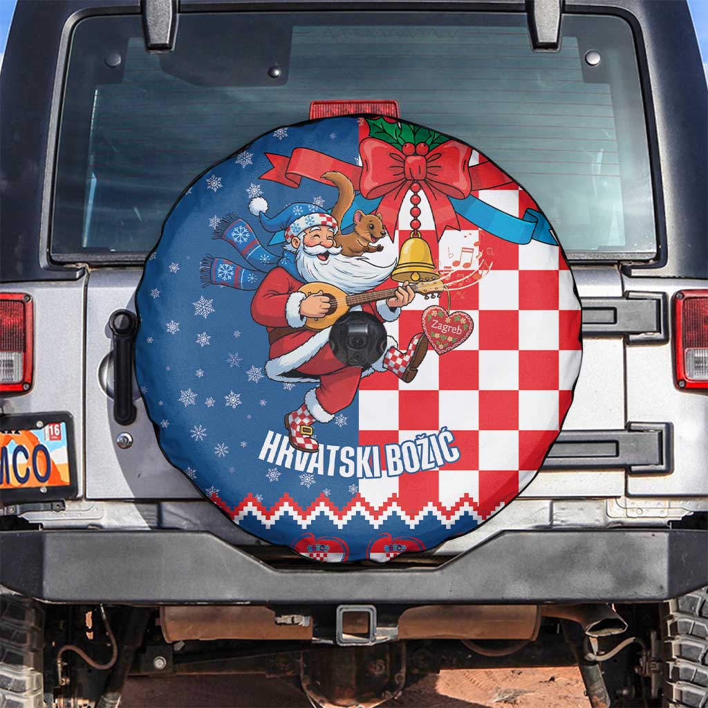 Funny Croatia Ugly Christmas Spare Tire Cover Checkerboard Flag Santa Zagreb Design - Wonder Print Shop