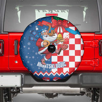 Funny Croatia Ugly Christmas Spare Tire Cover Checkerboard Flag Santa Zagreb Design - Wonder Print Shop