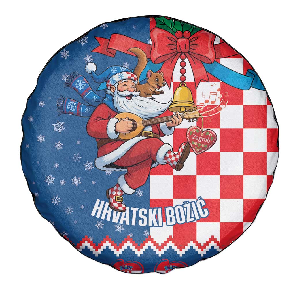Funny Croatia Ugly Christmas Spare Tire Cover Checkerboard Flag Santa Zagreb Design - Wonder Print Shop