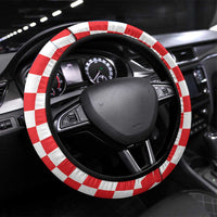 Funny Croatia Ugly Christmas Steering Wheel Cover Checkerboard Flag Santa Zagreb Design - Wonder Print Shop