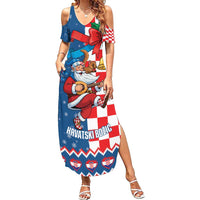 Funny Croatia Ugly Christmas Summer Maxi Dress Checkerboard Flag Santa Zagreb Design - Wonder Print Shop