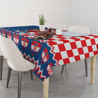 Funny Croatia Ugly Christmas Tablecloth Checkerboard Flag Santa Zagreb Design - Wonder Print Shop