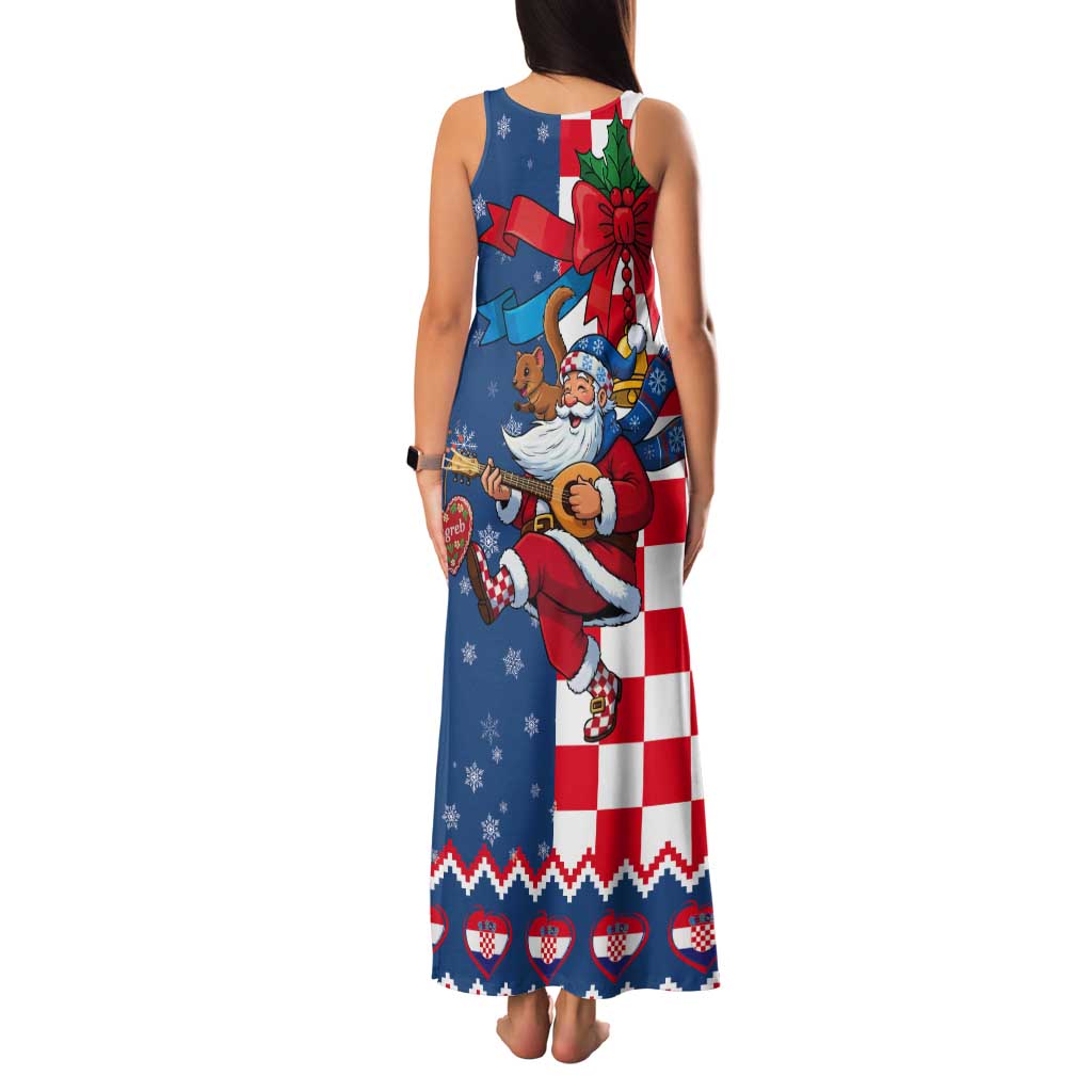 Funny Croatia Ugly Christmas Tank Maxi Dress Checkerboard Flag Santa Zagreb Design - Wonder Print Shop