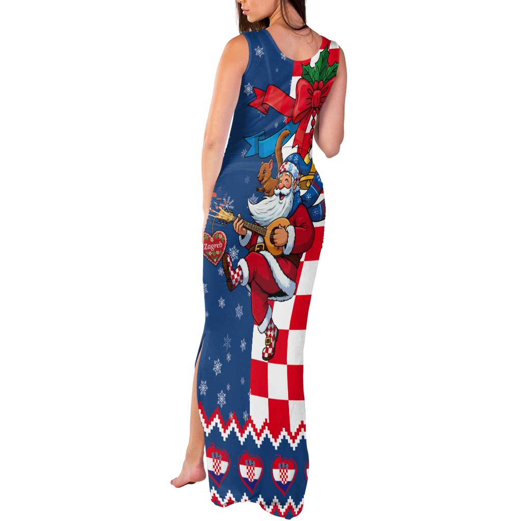 Funny Croatia Ugly Christmas Tank Maxi Dress Checkerboard Flag Santa Zagreb Design - Wonder Print Shop