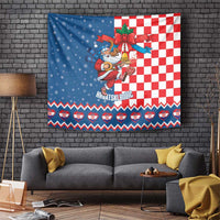 Funny Croatia Ugly Christmas Tapestry Checkerboard Flag Santa Zagreb Design - Wonder Print Shop