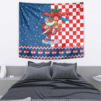 Funny Croatia Ugly Christmas Tapestry Checkerboard Flag Santa Zagreb Design - Wonder Print Shop