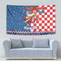Funny Croatia Ugly Christmas Tapestry Checkerboard Flag Santa Zagreb Design - Wonder Print Shop