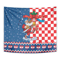 Funny Croatia Ugly Christmas Tapestry Checkerboard Flag Santa Zagreb Design - Wonder Print Shop