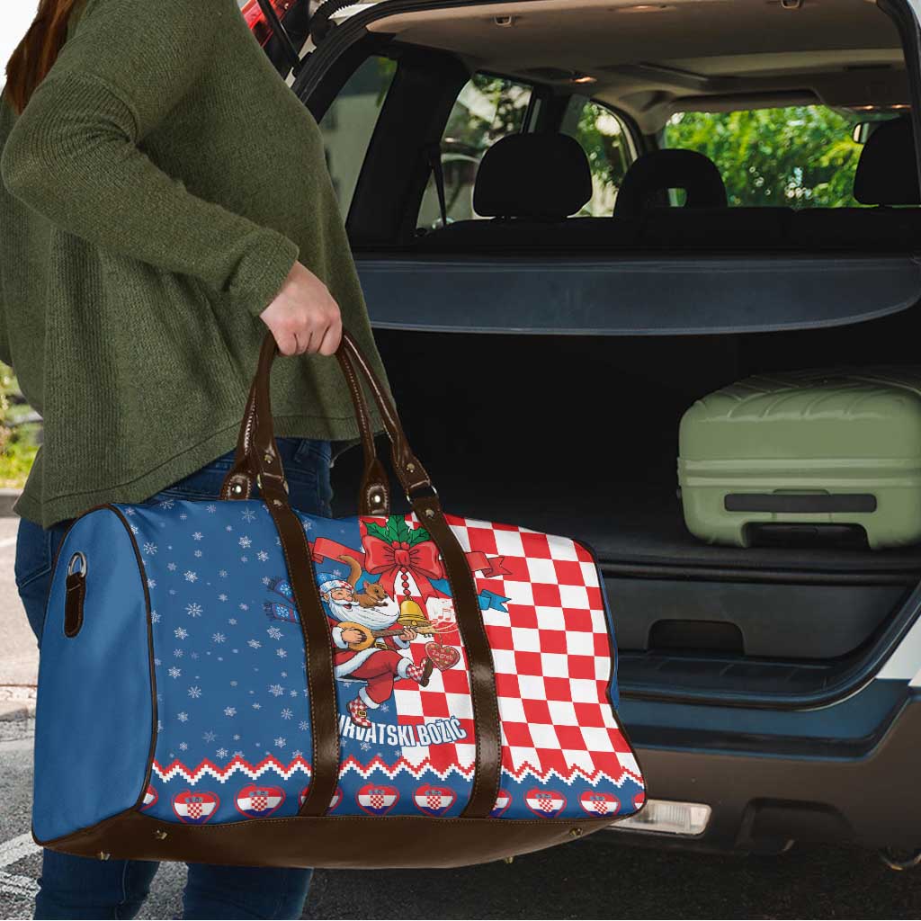 Funny Croatia Ugly Christmas Travel Bag Checkerboard Flag Santa Zagreb Design - Wonder Print Shop
