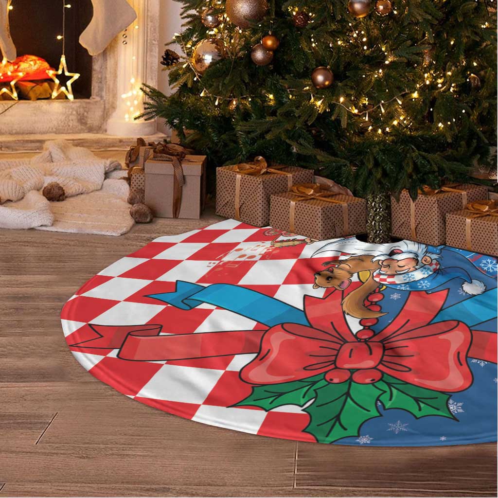 Funny Croatia Ugly Christmas Tree Skirt Checkerboard Flag Santa Zagreb Design - Wonder Print Shop