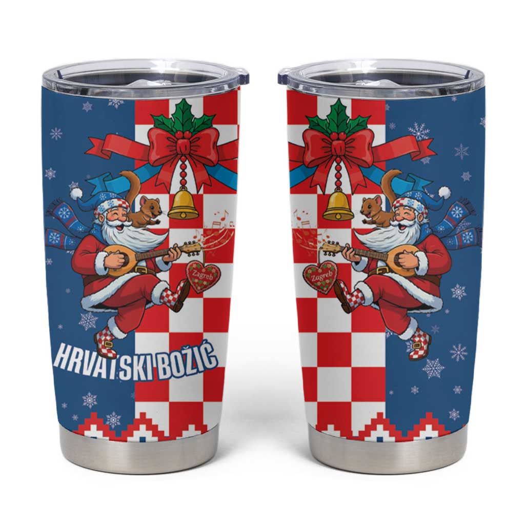 Funny Croatia Ugly Christmas Tumbler Cup Checkerboard Flag Santa Zagreb Design - Wonder Print Shop