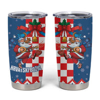 Funny Croatia Ugly Christmas Tumbler Cup Checkerboard Flag Santa Zagreb Design - Wonder Print Shop