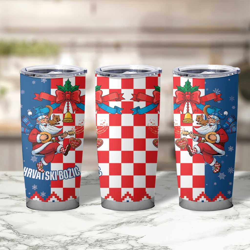 Funny Croatia Ugly Christmas Tumbler Cup Checkerboard Flag Santa Zagreb Design - Wonder Print Shop