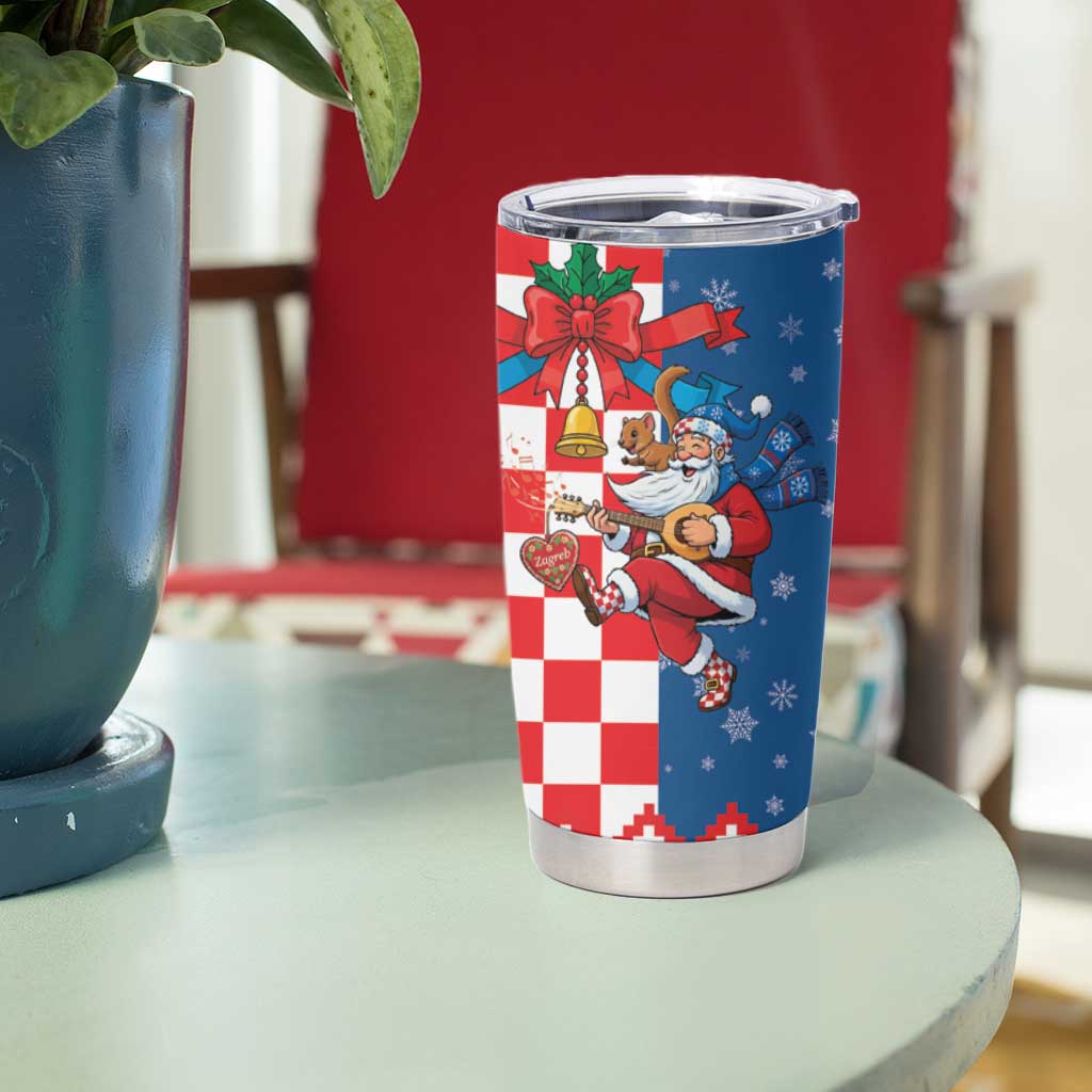 Funny Croatia Ugly Christmas Tumbler Cup Checkerboard Flag Santa Zagreb Design - Wonder Print Shop