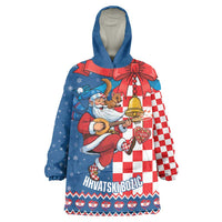 Funny Croatia Ugly Christmas Wearable Blanket Hoodie Checkerboard Flag Santa Zagreb Design - Wonder Print Shop