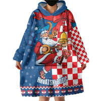 Funny Croatia Ugly Christmas Wearable Blanket Hoodie Checkerboard Flag Santa Zagreb Design - Wonder Print Shop