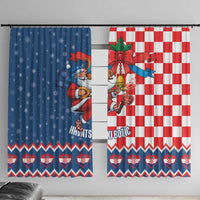 Funny Croatia Ugly Christmas Window Curtain Checkerboard Flag Santa Zagreb Design - Wonder Print Shop