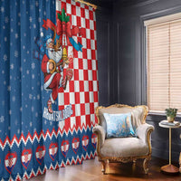 Funny Croatia Ugly Christmas Window Curtain Checkerboard Flag Santa Zagreb Design - Wonder Print Shop