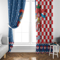Funny Croatia Ugly Christmas Window Curtain Checkerboard Flag Santa Zagreb Design - Wonder Print Shop