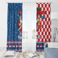 Funny Croatia Ugly Christmas Window Curtain Checkerboard Flag Santa Zagreb Design - Wonder Print Shop