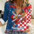 Funny Croatia Ugly Christmas Women Casual Shirt Checkerboard Flag Santa Zagreb Design - Wonder Print Shop