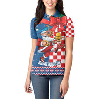 Funny Croatia Ugly Christmas Women Polo Shirt Checkerboard Flag Santa Zagreb Design - Wonder Print Shop