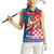 Funny Croatia Ugly Christmas Women Sleeveless Polo Shirt Checkerboard Flag Santa Zagreb Design - Wonder Print Shop