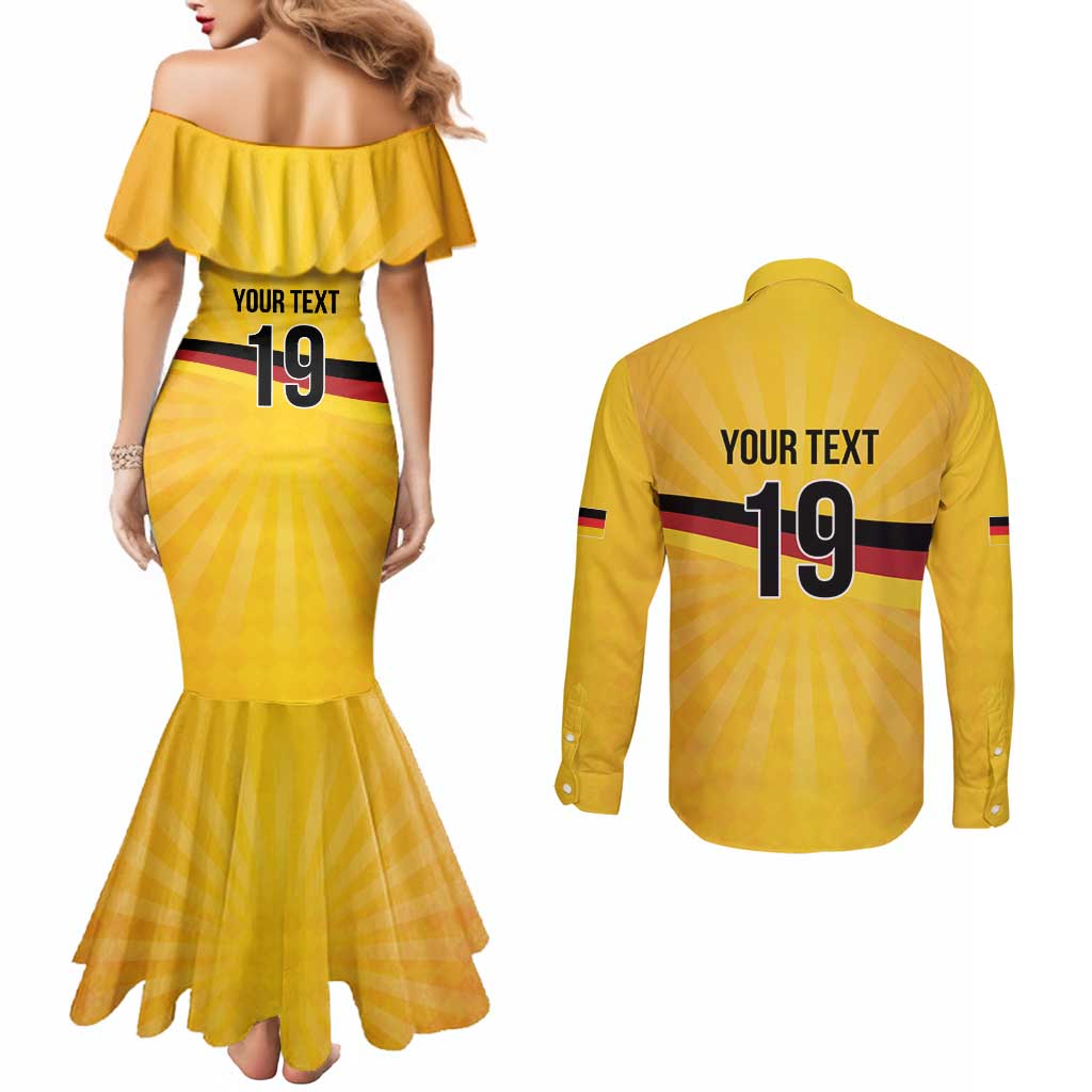 Custom Germany Heritage Eagle Couples Matching Mermaid Dress and Long Sleeve Button Shirt German Eagle with Flag Design - Wonder Print Shop