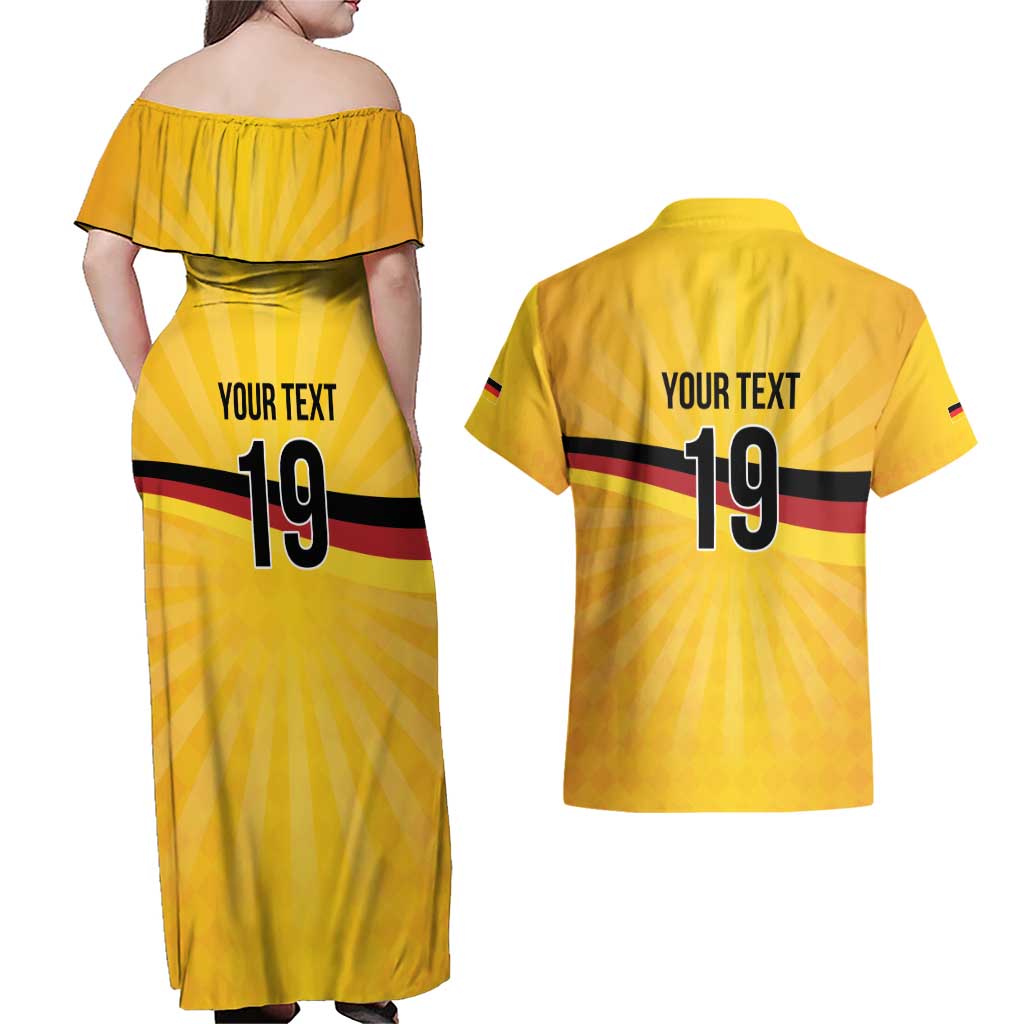 Custom Germany Heritage Eagle Couples Matching Off Shoulder Maxi Dress and Hawaiian Shirt German Eagle with Flag Design - Wonder Print Shop