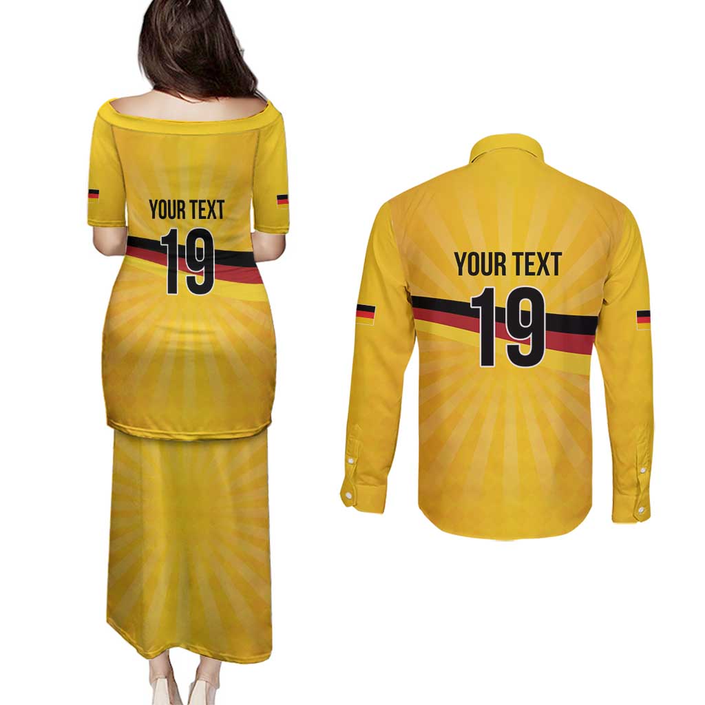 Custom Germany Heritage Eagle Couples Matching Puletasi and Long Sleeve Button Shirt German Eagle with Flag Design - Wonder Print Shop