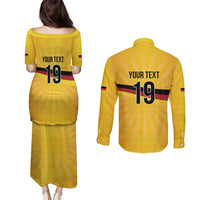 Custom Germany Heritage Eagle Couples Matching Puletasi and Long Sleeve Button Shirt German Eagle with Flag Design - Wonder Print Shop