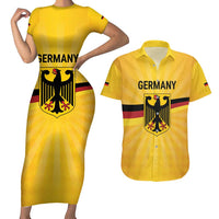 Custom Germany Heritage Eagle Couples Matching Short Sleeve Bodycon Dress and Hawaiian Shirt German Eagle with Flag Design - Wonder Print Shop