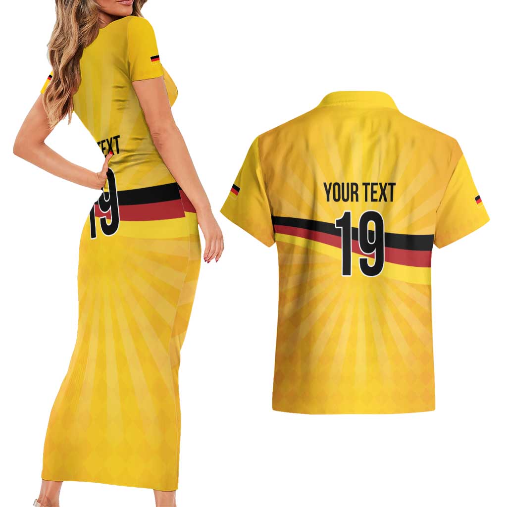 Custom Germany Heritage Eagle Couples Matching Short Sleeve Bodycon Dress and Hawaiian Shirt German Eagle with Flag Design - Wonder Print Shop