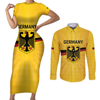 Custom Germany Heritage Eagle Couples Matching Short Sleeve Bodycon Dress and Long Sleeve Button Shirt German Eagle with Flag Design - Wonder Print Shop
