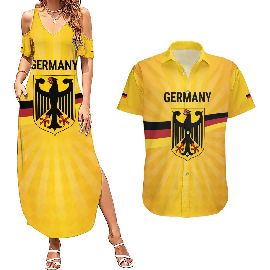 Custom Germany Heritage Eagle Couples Matching Summer Maxi Dress and Hawaiian Shirt German Eagle with Flag Design - Wonder Print Shop
