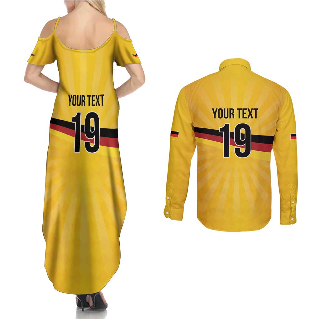 Custom Germany Heritage Eagle Couples Matching Summer Maxi Dress and Long Sleeve Button Shirt German Eagle with Flag Design - Wonder Print Shop