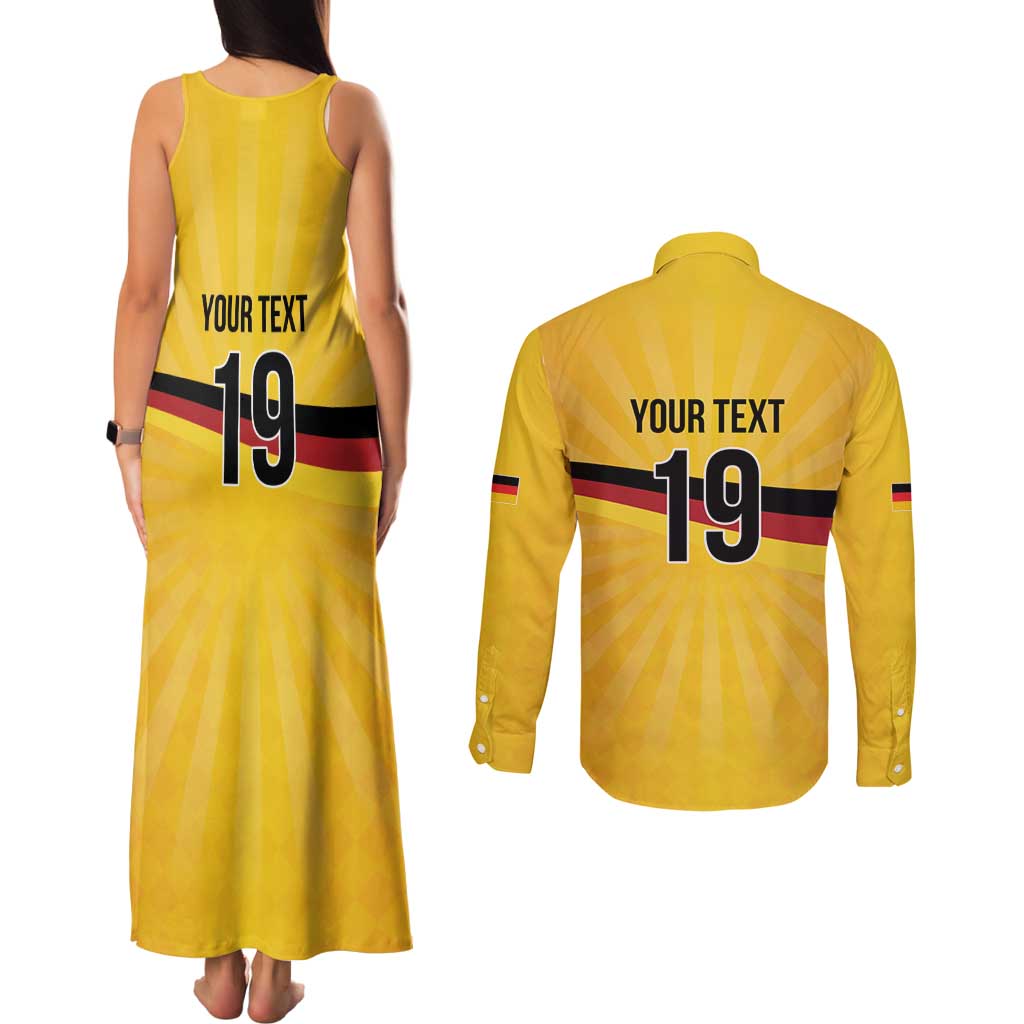 Custom Germany Heritage Eagle Couples Matching Tank Maxi Dress and Long Sleeve Button Shirt German Eagle with Flag Design - Wonder Print Shop