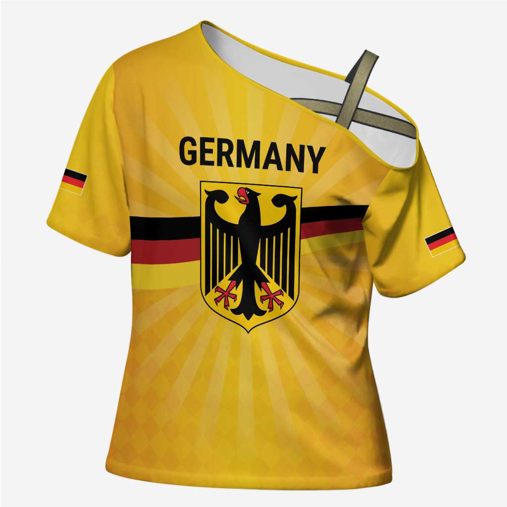 Custom Germany Heritage Eagle Cross Shoulder Shirt German Eagle with Flag Design - Wonder Print Shop