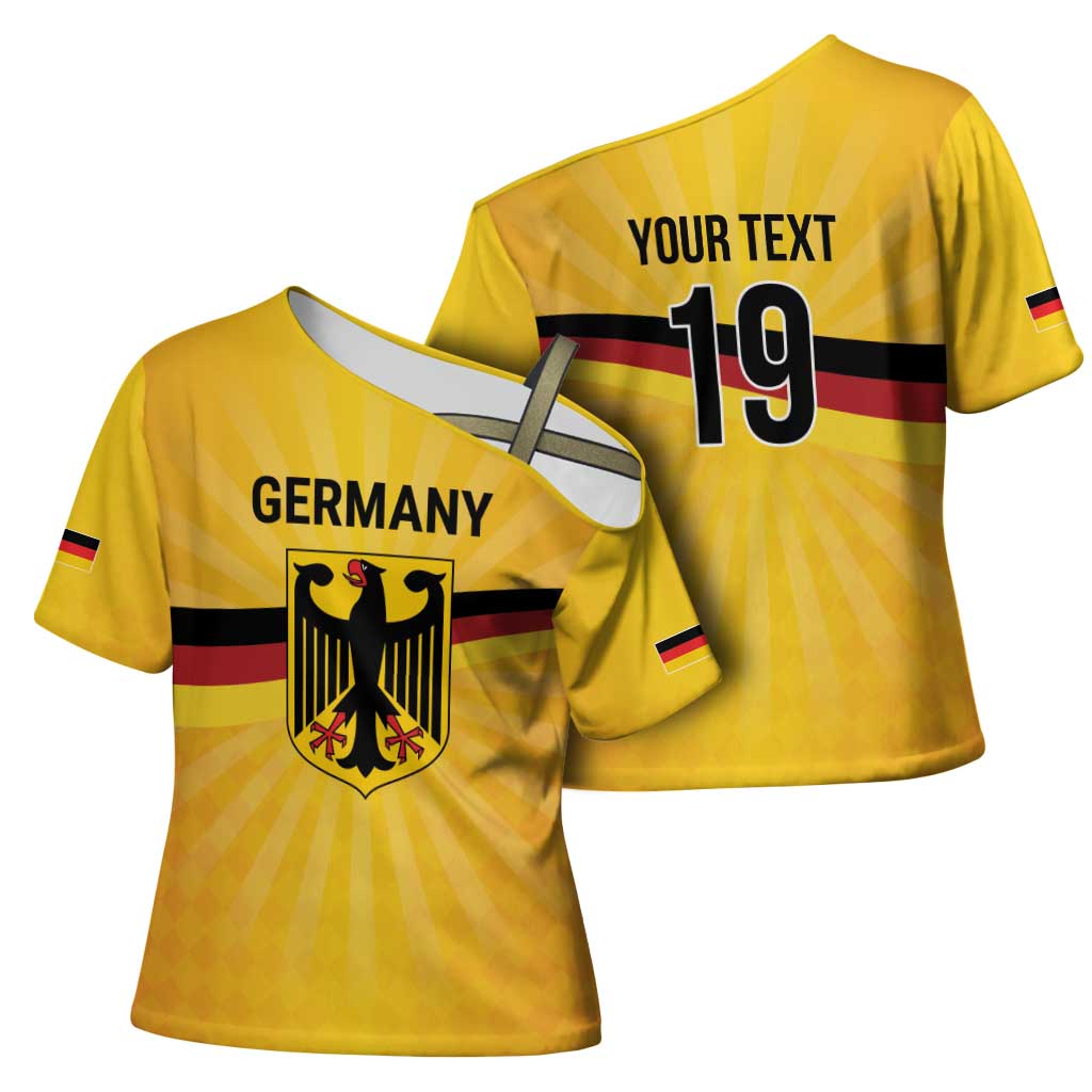 Custom Germany Heritage Eagle Cross Shoulder Shirt German Eagle with Flag Design - Wonder Print Shop