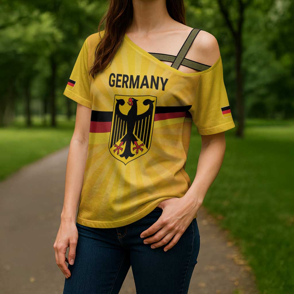 Custom Germany Heritage Eagle Cross Shoulder Shirt German Eagle with Flag Design - Wonder Print Shop