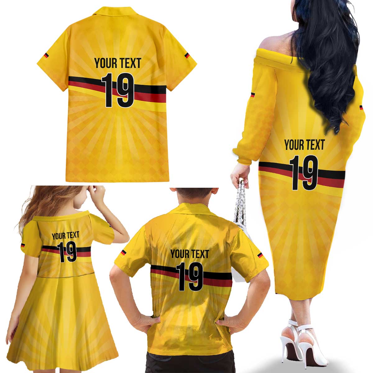 Custom Germany Heritage Eagle Family Matching Off The Shoulder Long Sleeve Dress and Hawaiian Shirt German Eagle with Flag Design - Wonder Print Shop