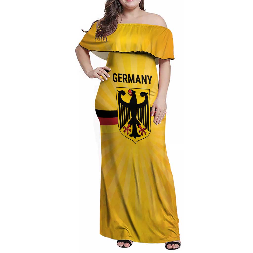 Custom Germany Heritage Eagle Family Matching Off Shoulder Maxi Dress and Hawaiian Shirt German Eagle with Flag Design - Wonder Print Shop